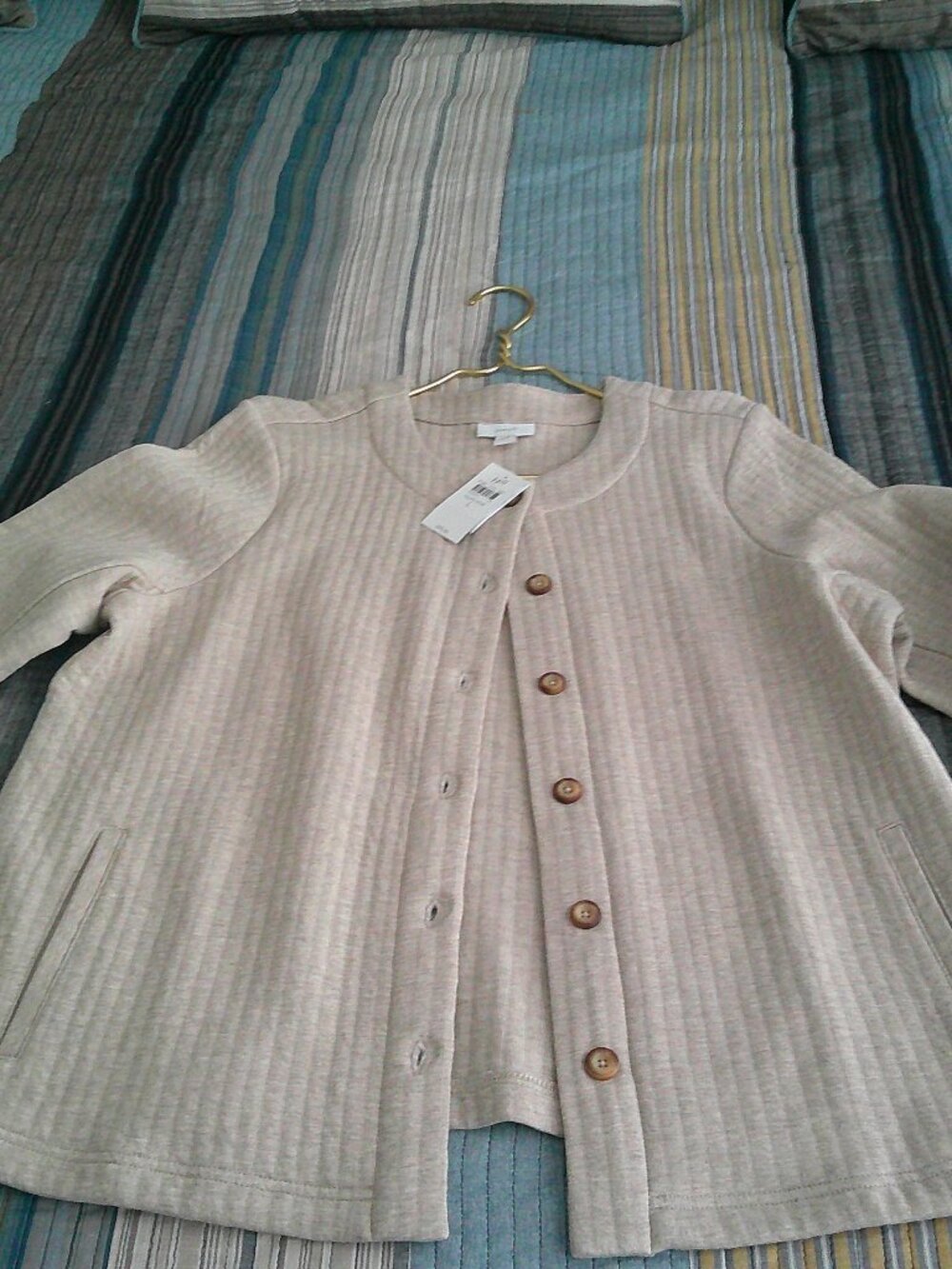 J. Jill Pure Jill Short knit jacket in light beige unlined NWT  Size Large